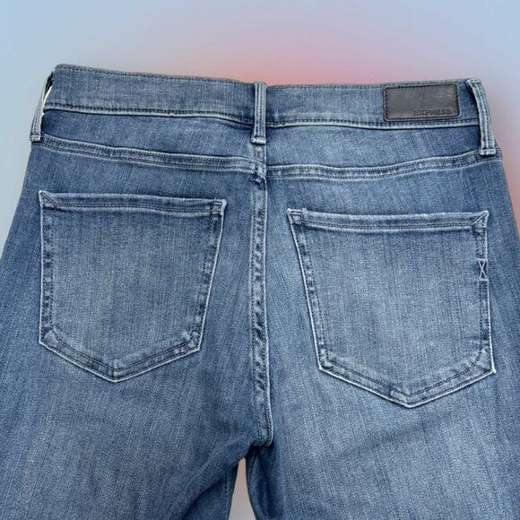 EXPRESS Women’s 4 Yellow Stripe MID RISE LEGGING Blue Jeans - Picture 3 of 4